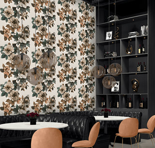 Taupe Sage - 48x48 Eclettica Flower Print Matte Smooth Porcelain Tile