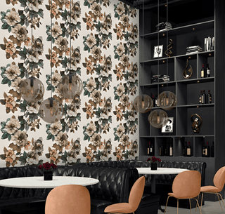 Taupe Sage - 48x48 Eclettica Flower Print Matte Smooth Porcelain Tile