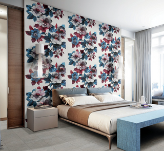 Blue Rose - 48x48 Eclettica Flower Print Matte Smooth Porcelain Tile