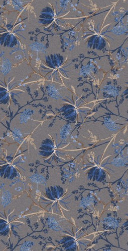 Taupe Blue - 24x48 Eforea Flower-Print Patterned Mixed-Color Matte Smooth Porcelain Tile
