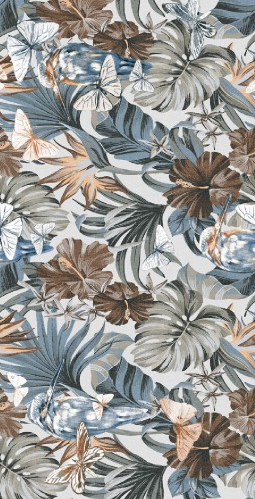 24x48 Eforea Flower-Print Patterned Mixed-Color Matte Smooth Porcelain Tile Green Brown