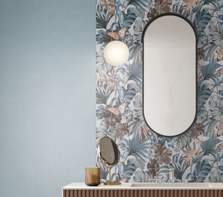 Green Brown - 24x48 Eforea Flower-Print Patterned Mixed-Color Matte Smooth Porcelain Tile