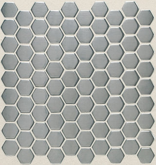 Silver Gray - 12x12 Metallica Hexagon Mosaic Metallic-Look Satin Smooth Metal Tile
