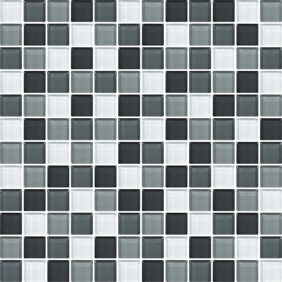 1x1 Color Wave Straight Joint Mosaic Mixed-Color Glossy Smooth Glass Tile Gray & Silver