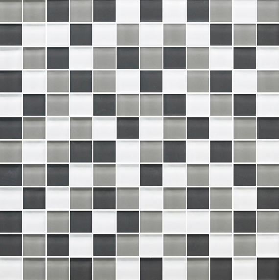 1x1 Color Appeal Mosaic Mixed-Color Glossy Smooth Glass Tile Charcoal Gray