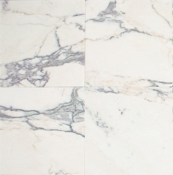 12x12 Marble Grid Intense Veining Natural Marble-Look Polished Smooth Marble Tile Calacatta White