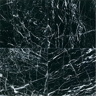 Black Marble - 12x12 Marble Intense Veining Natural Marble-Look Polished Smooth Marble Tile