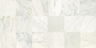 White Marble - 12x12 Marble Grid Light Veining Natural Marble-Look Polished Smooth Marble Tile