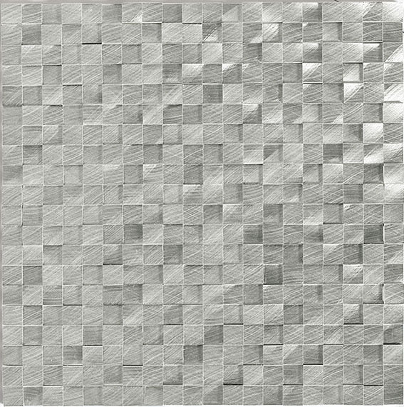1/2x12 Structure Mosaic Metallic-Look Satin 3D-Geometric Cube Metal Tile Steel Gray