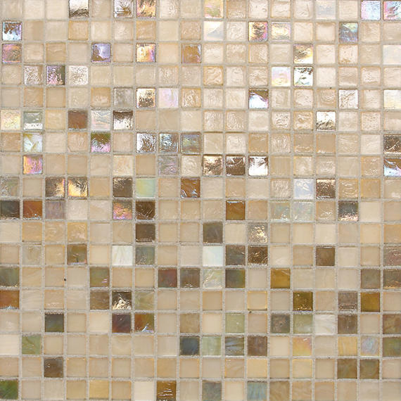 1/2x1/2 City Lights Straight Joint Mosaic Mixed-Color Glossy Undulated Glass Tile Beige