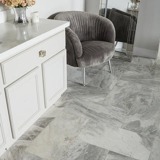 Gray Marble - 12x24 Raine Medium Veining Natural Marble-Look Honed Smooth Marble Tile