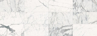 Calacatta White - 12x24 Marble Grid Medium Veining Natural Marble-Look Honed Smooth Marble Tile