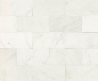 Marble White - 12x24 Marble Subway Pattern Light Veining Natural Marble-Look Honed Smooth Marble Tile