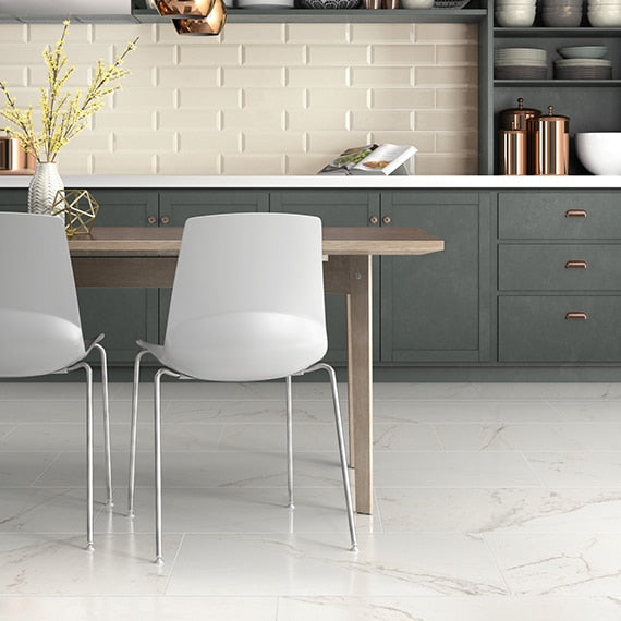 12x24 Classentino Marble Natural Marble-Look Polished Smooth Porcelain Tile Cream White