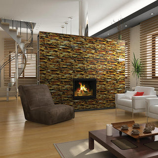 Amber Brown - 12x12 Serenade Random Pattern Mosaic Mixed-Color Glossy Smooth Glass Tile