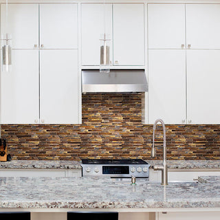 Dark Walnut - 12x12 Serenade Random Pattern Mosaic Mixed-Color Glossy Smooth Glass Tile