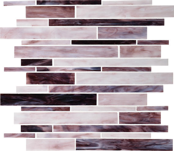12x12 Serenade Random Pattern Mosaic Mixed-Color Glossy Smooth Glass Tile Rose Mauve