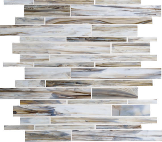 12x12 Serenade Random Pattern Mosaic Mixed-Color Glossy Smooth Glass Tile Ivory Gray