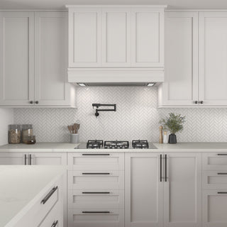 White - 9x12 Color Wheel Mosaic Herringbone Mosaic Solid-Color Glossy Smooth Ceramic Tile