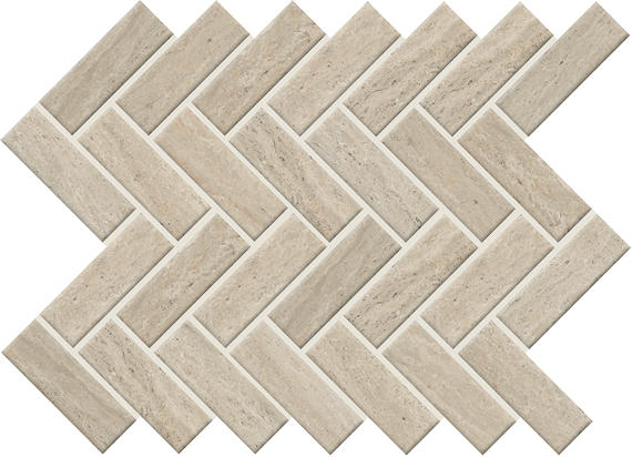 1x3 Sunset Falls Herringbone Mosaic Stone-Look Matte Smooth Porcelain Tile Soft Beige