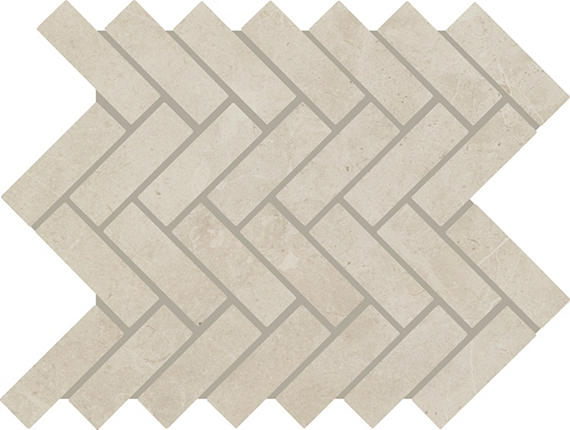 1x3 Prime Herringbone Mosaic Stone-Look Matte Smooth Ceramic Tile Bright Griege