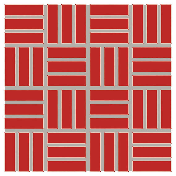 1x3 Color Wheel Mosaic Lattice Weave Mosaic Solid-Color Glossy Smooth Ceramic Tile Red