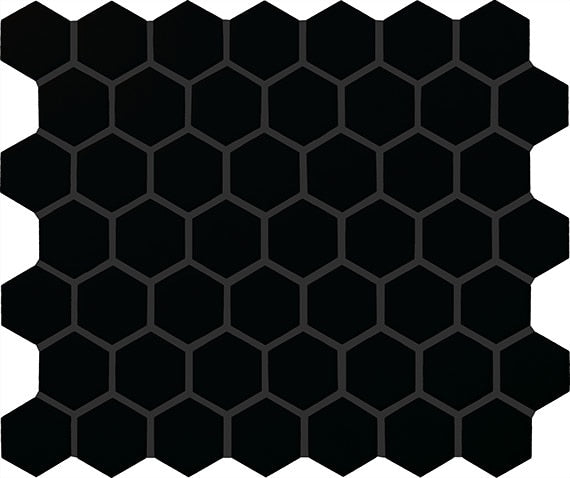 11/2 Color Story Mosaics Hexagon Mosaic Solid-Color Matte Smooth Ceramic Tile Pure Black