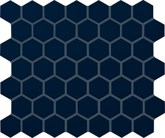 11/2 Color Story Mosaics Hexagon Mosaic Solid-Color Glossy Smooth Ceramic Tile Navy Blue