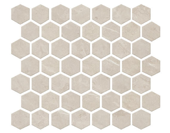 11/2x11/2 Prime Hexagon Mosaic Stone-Look Matte Smooth Ceramic Tile Bright Beige