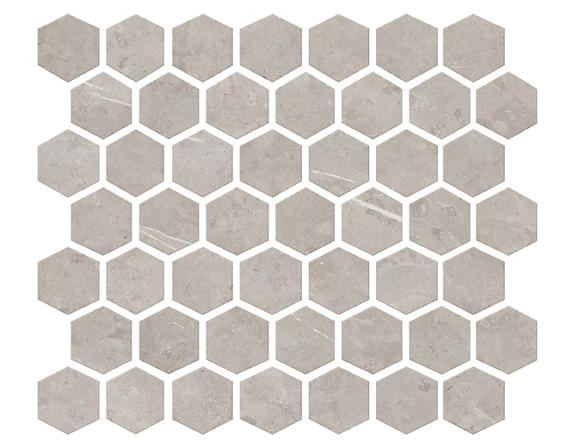 11/2x11/2 Prime Hexagon Mosaic Stone-Look Matte Smooth Ceramic Tile Marble Gray
