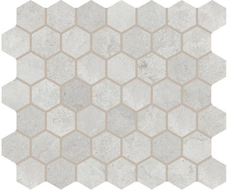 White - 12x14 Rochester Hexagon Mosaic Stone-Look Matte Smooth Porcelain Tile
