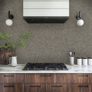 Gray - 12x10 Moroccan Concrete Hexagon Mosaic Concrete-Look Matte Smooth Porcelain Tile