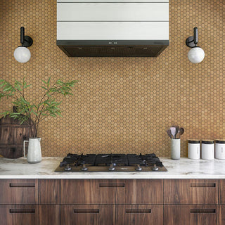 Yellow Brown - 12x10 Moroccan Concrete Hexagon Mosaic Concrete-Look Matte Smooth Porcelain Tile