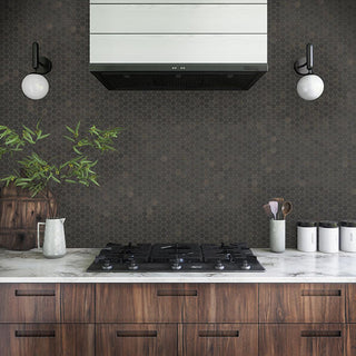 Dark Gray - 12x10 Moroccan Concrete Hexagon Mosaic Concrete-Look Matte Smooth Porcelain Tile