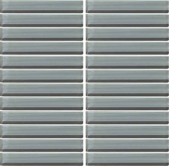 1x6 Color Wave Straight Joint Mosaic Solid-Color Glossy Smooth Glass Tile Dark Gray
