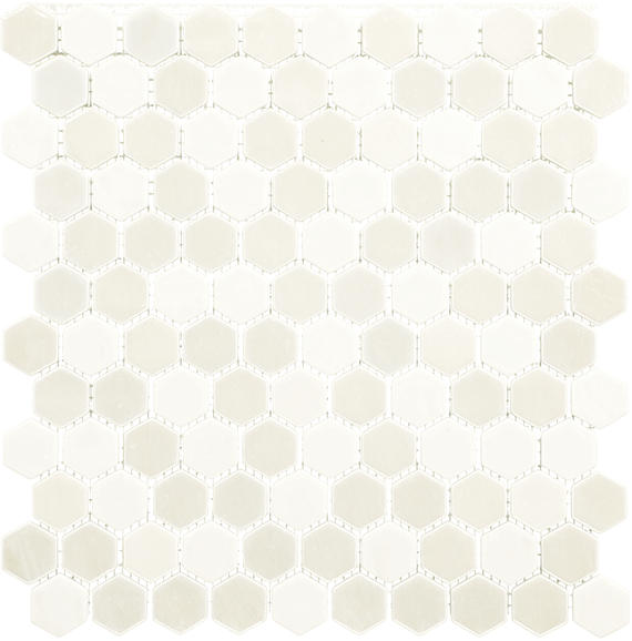 1 Uptown Glass Hexagon Mosaic Solid-Color Matte Smooth Glass Tile Soft Ivory