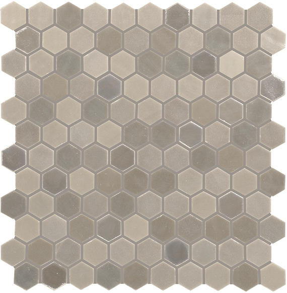 1 Uptown Glass Hexagon Mosaic Mixed-Color Matte Smooth Glass Tile Light Brown
