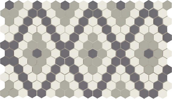 1x1 Unglazed Mosaics Hexagon Diamond Mosaic Mixed-Color Matte Smooth Porcelain Tile Gray White