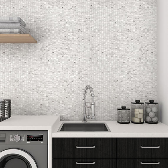 1 Marble Random Pattern Mosaic Marble-Look Natural Smooth Marble Tile White Gray