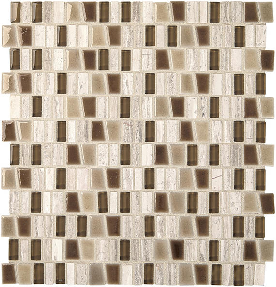 1 Midpark Mosaics Trapezoid Random Pattern Mosaic Mixed-Material Look Matte Smooth Porcelain Tile Sandy Beige