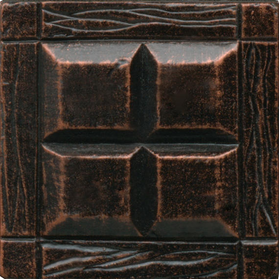 2x2 Armor Grid Patterned Metallic-Look Satin 3D-Geometric Square Metal Tile Bronze Black