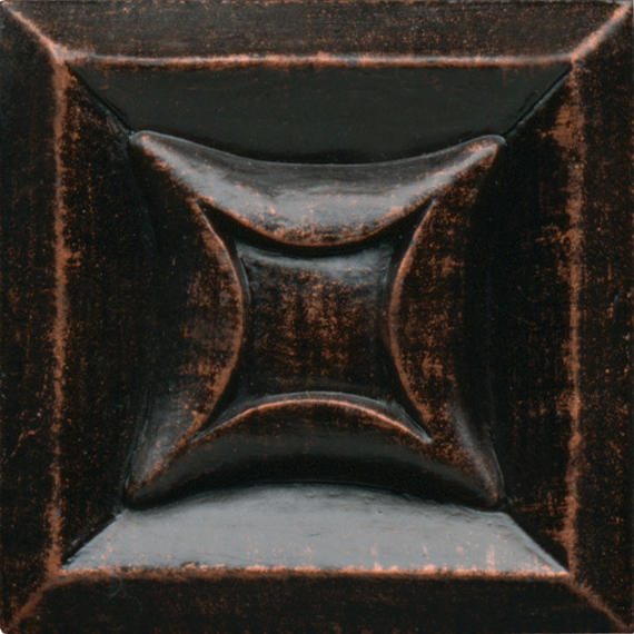 2x2 Armor Star Natural Metallic-Look Satin 3D-Geometric Metal Tile Bronze Black