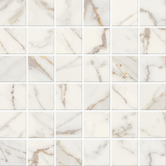 2x2 Marble Obsession Mosaic Marble-Look Matte Smooth Porcelain Tile Warm Marble