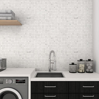 White Gray - 12x12 Mosaic Natural Honed Smooth Marble Tile Sheet