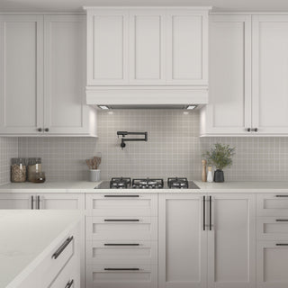 Pale Gray - 12x24 Color Wheel Mosaic Straight Joint Mosaic Solid-Color Glossy Smooth Ceramic Tile