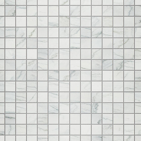 2x2 Platinum Straight Joint Mosaic Marble-Look Matte Smooth Porcelain Tile White Gray