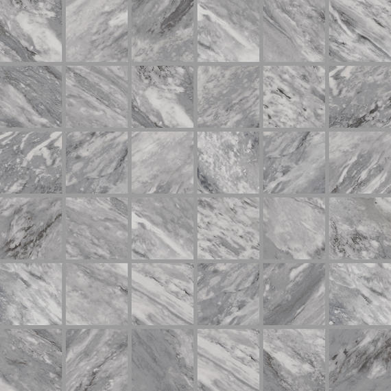 2x2 Marble Attache Lavish Mosaic Marble-Look Matte Smooth Porcelain Tile Light Gray