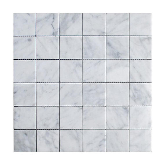 2x2 Marble Mosaic Stone-Look Honed Smooth Marble Tile Carrara White