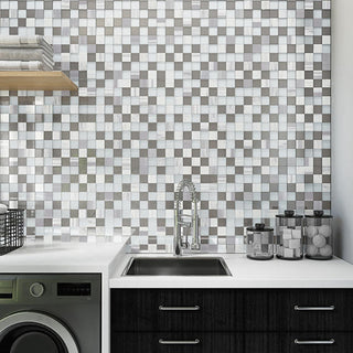 Gray Marble - 12x18 Perfit Mosaix Grid Mosaic Mixed-Material Polished Smooth Stone Tile