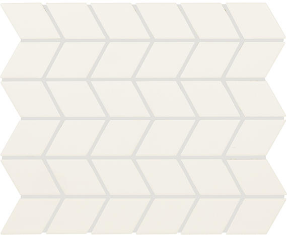 2x3 Color Wheel Retro Chevron Mosaic Solid-Color Matte Smooth Ceramic Tile Soft White
